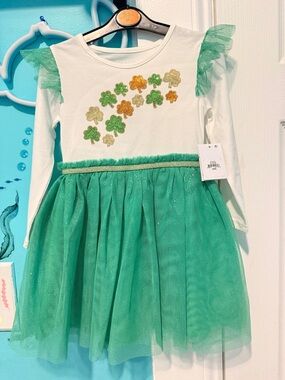 Primark Green and White Shamrock Tulle Dress